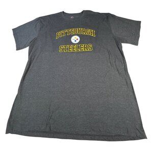 Pittsburgh Steelers NFL Majestic 3XLT Gray T-Shirt Casual Wear Short Sleeve